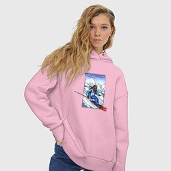 Толстовка оверсайз женская Лыжный Спорт цвета светло-розовый — фото 2