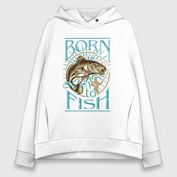 Толстовка оверсайз женская Born to Fish, цвет: белый