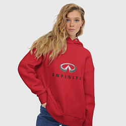 Толстовка оверсайз женская Logo Infiniti цвета красный — фото 2