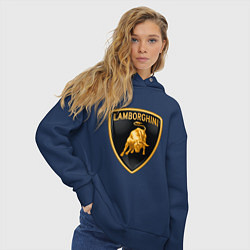 Толстовка оверсайз женская Lamborghini logo, цвет: тёмно-синий — фото 2