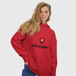 Толстовка оверсайз женская Logo lamborghini, цвет: красный — фото 2