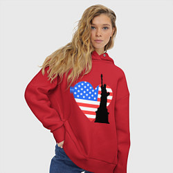 Толстовка оверсайз женская Люблю Америку, цвет: красный — фото 2