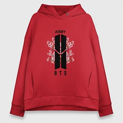 Толстовка оверсайз женская BTS: Army Sakura, цвет: красный