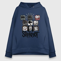 Толстовка оверсайз женская Slipknot Masks, цвет: тёмно-синий