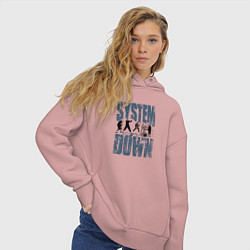 Толстовка оверсайз женская System of a Down большое лого, цвет: пыльно-розовый — фото 2
