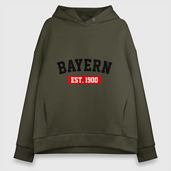 Толстовка оверсайз женская FC Bayern Est. 1900, цвет: хаки