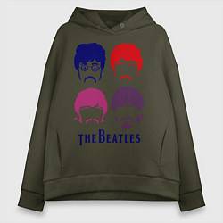 Толстовка оверсайз женская The Beatles faces, цвет: хаки