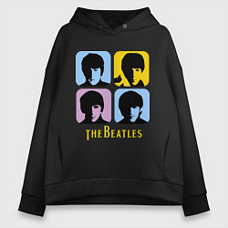 Толстовка оверсайз женская The Beatles: pop-art, цвет: черный