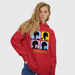 Толстовка оверсайз женская The Beatles: pop-art, цвет: красный — фото 2