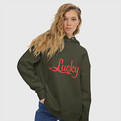 Толстовка оверсайз женская Lucky logo, цвет: хаки — фото 2