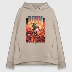 Толстовка оверсайз женская DOOM id, цвет: миндальный
