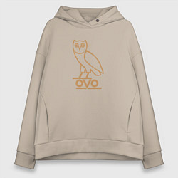 Толстовка оверсайз женская OVO Owl, цвет: миндальный