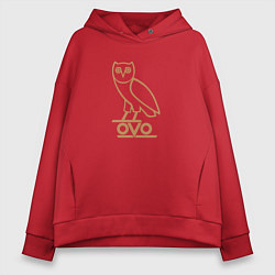 Толстовка оверсайз женская OVO Owl, цвет: красный
