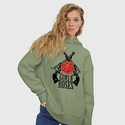Толстовка оверсайз женская Guns n Roses: guns, цвет: авокадо — фото 2