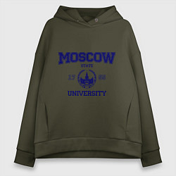 Толстовка оверсайз женская MGU Moscow University, цвет: хаки