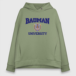 Толстовка оверсайз женская BAUMAN University, цвет: авокадо