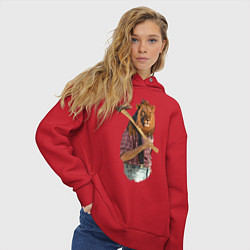 Толстовка оверсайз женская Lion lumberjack, цвет: красный — фото 2