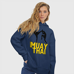 Толстовка оверсайз женская Muay Thai, цвет: тёмно-синий — фото 2