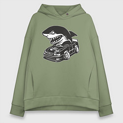 Толстовка оверсайз женская Акула на Тойоте, цвет: авокадо