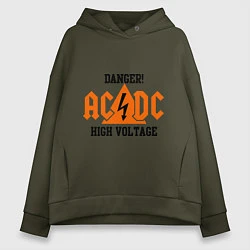 Толстовка оверсайз женская AC/DC: High Voltage, цвет: хаки