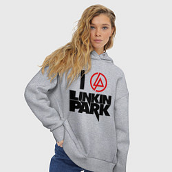 Толстовка оверсайз женская I love Linkin Park, цвет: меланж — фото 2