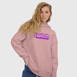 Толстовка оверсайз женская Twitch Logo, цвет: пыльно-розовый — фото 2
