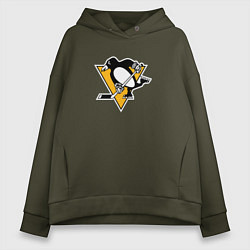Толстовка оверсайз женская Pittsburgh Penguins: Evgeni Malkin, цвет: хаки