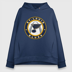 Толстовка оверсайз женская St Louis Blues, цвет: тёмно-синий