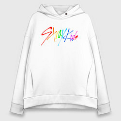 Толстовка оверсайз женская STRAY KIDS АВТОГРАФЫ, цвет: белый