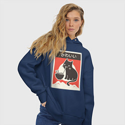 Толстовка оверсайз женская Котик и рамен, цвет: тёмно-синий — фото 2
