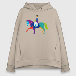 Толстовка оверсайз женская Всадник на коне, цвет: миндальный