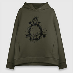 Толстовка оверсайз женская Котик, цвет: хаки