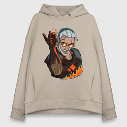 Толстовка оверсайз женская Ведьмак, цвет: миндальный