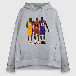 Толстовка оверсайз женская Kobe, Michael, LeBron, цвет: меланж