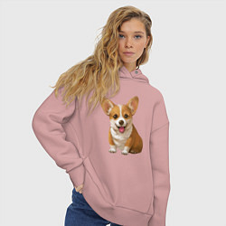 Толстовка оверсайз женская Корги, цвет: пыльно-розовый — фото 2