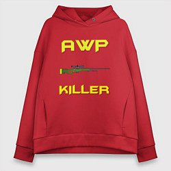 Толстовка оверсайз женская AWP killer 2, цвет: красный