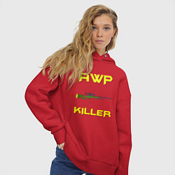 Толстовка оверсайз женская AWP killer 2, цвет: красный — фото 2