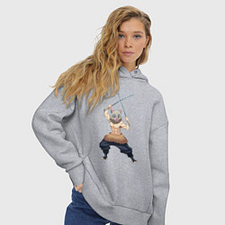 Толстовка оверсайз женская KIMETSU NO YAIBA, цвет: меланж — фото 2