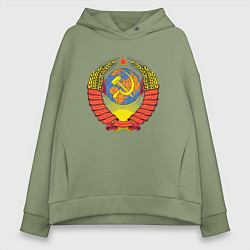 Толстовка оверсайз женская Герб СССР, цвет: авокадо