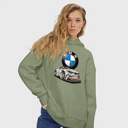 Толстовка оверсайз женская BMW оскал, цвет: авокадо — фото 2