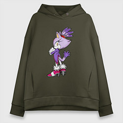Толстовка оверсайз женская SONIC Кошка Блейз, цвет: хаки