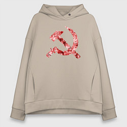 Толстовка оверсайз женская Ахегао СССР, цвет: миндальный