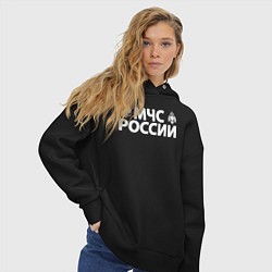 Толстовка оверсайз женская МЧС России, цвет: черный — фото 2