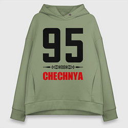 Толстовка оверсайз женская 95 Chechnya цвета авокадо — фото 1