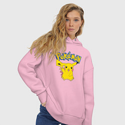 Толстовка оверсайз женская Pikachu, цвет: светло-розовый — фото 2