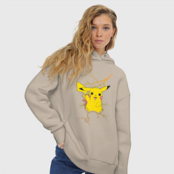 Толстовка оверсайз женская Pikachu, цвет: миндальный — фото 2