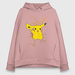 Толстовка оверсайз женская Pikachu, цвет: пыльно-розовый