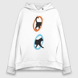 Толстовка оверсайз женская Portal Cat, цвет: белый