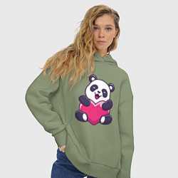 Толстовка оверсайз женская Панда love, цвет: авокадо — фото 2