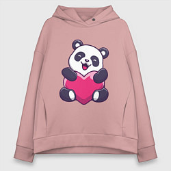 Толстовка оверсайз женская Панда love, цвет: пыльно-розовый